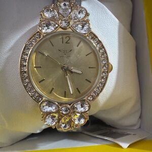 Invicta Women's Two Tone Gold and Silver Watch with Crystal Embellishments